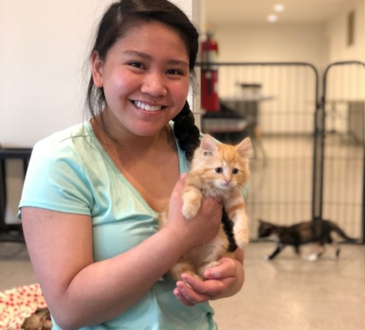 last chance ranch volunteer with kitten